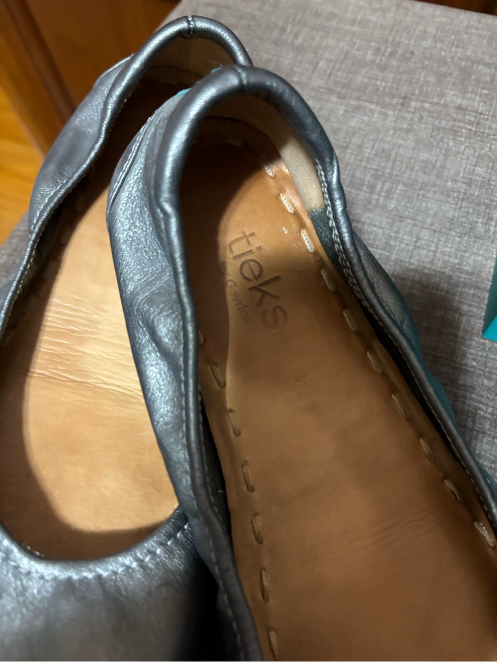 Tieks Metallic Silver Leather Ballet Flats - Picture 2 of 4